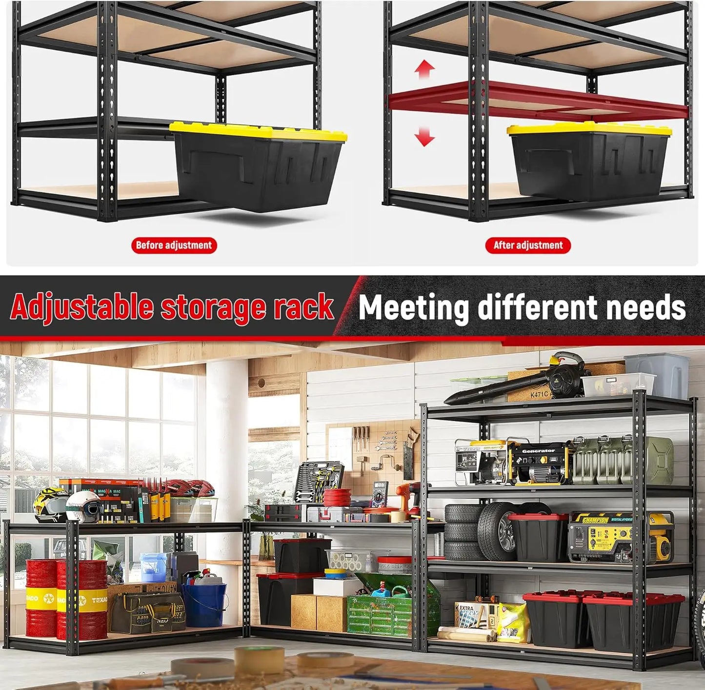4-Tier Heavy Duty Garage Shelving – 2000LBS Adjustable Metal Storage Rack for Closet, Pantry, Utility