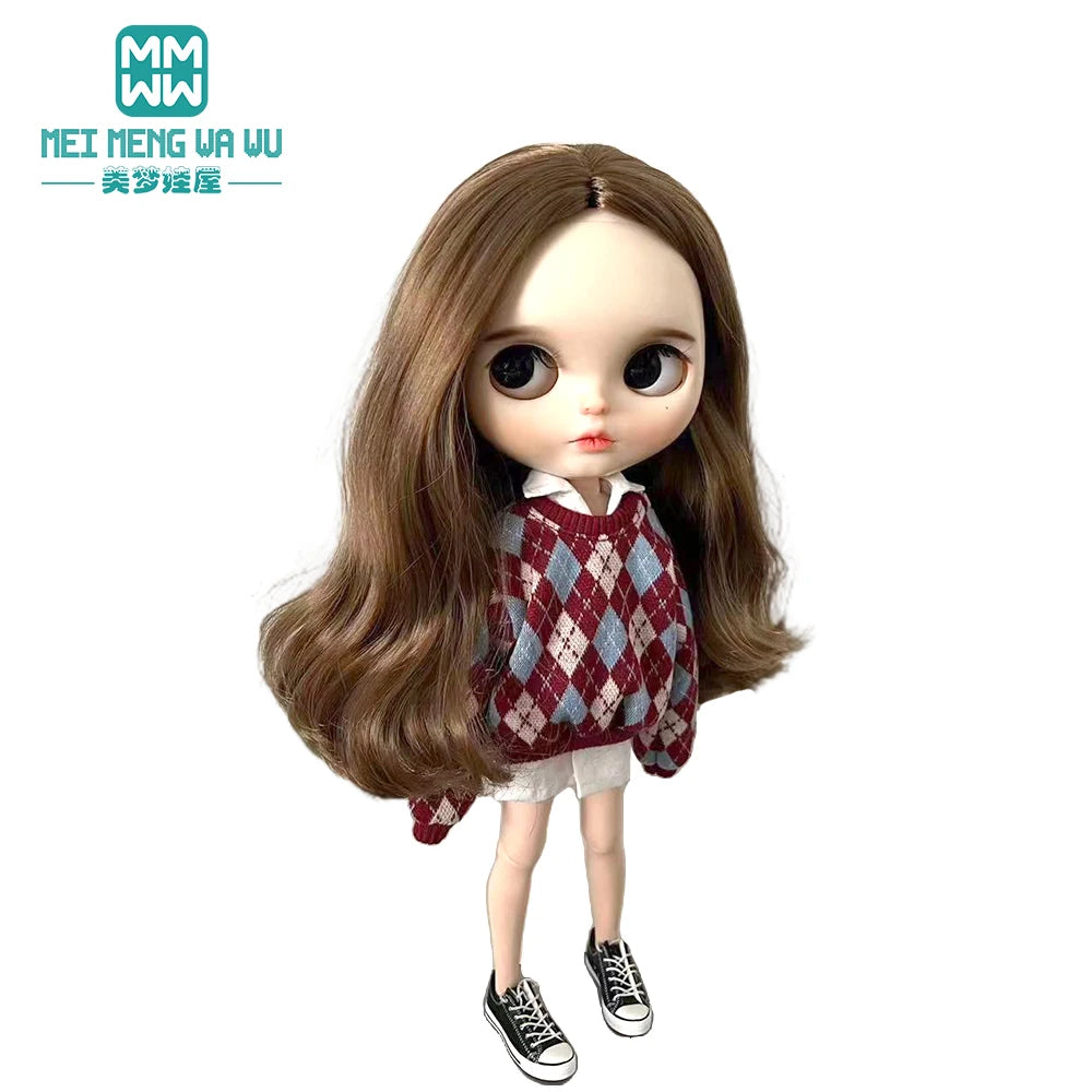 Doll Clothes Set — Fashion Polka Dot Shirts, Sundresses & Sweatshirts for Blythe, Azone, OB22, OB24 Doll Accessories