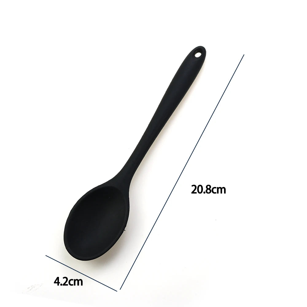 Soft Silicone Cooking Spoon - Long Handle Stirring Ladle for Kitchen Use - Essential Cooking Utensil