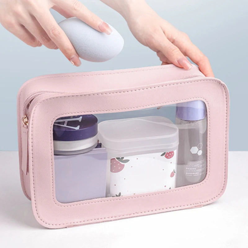 Portable Waterproof Travel Cosmetic Bag – Transparent Dustproof Toiletry Organizer
