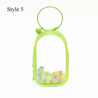Transparent Jewelry Organizer Box – Plastic Storage Pouch with Keychain, Dustproof Case, Cute Doll Bag for Accessories