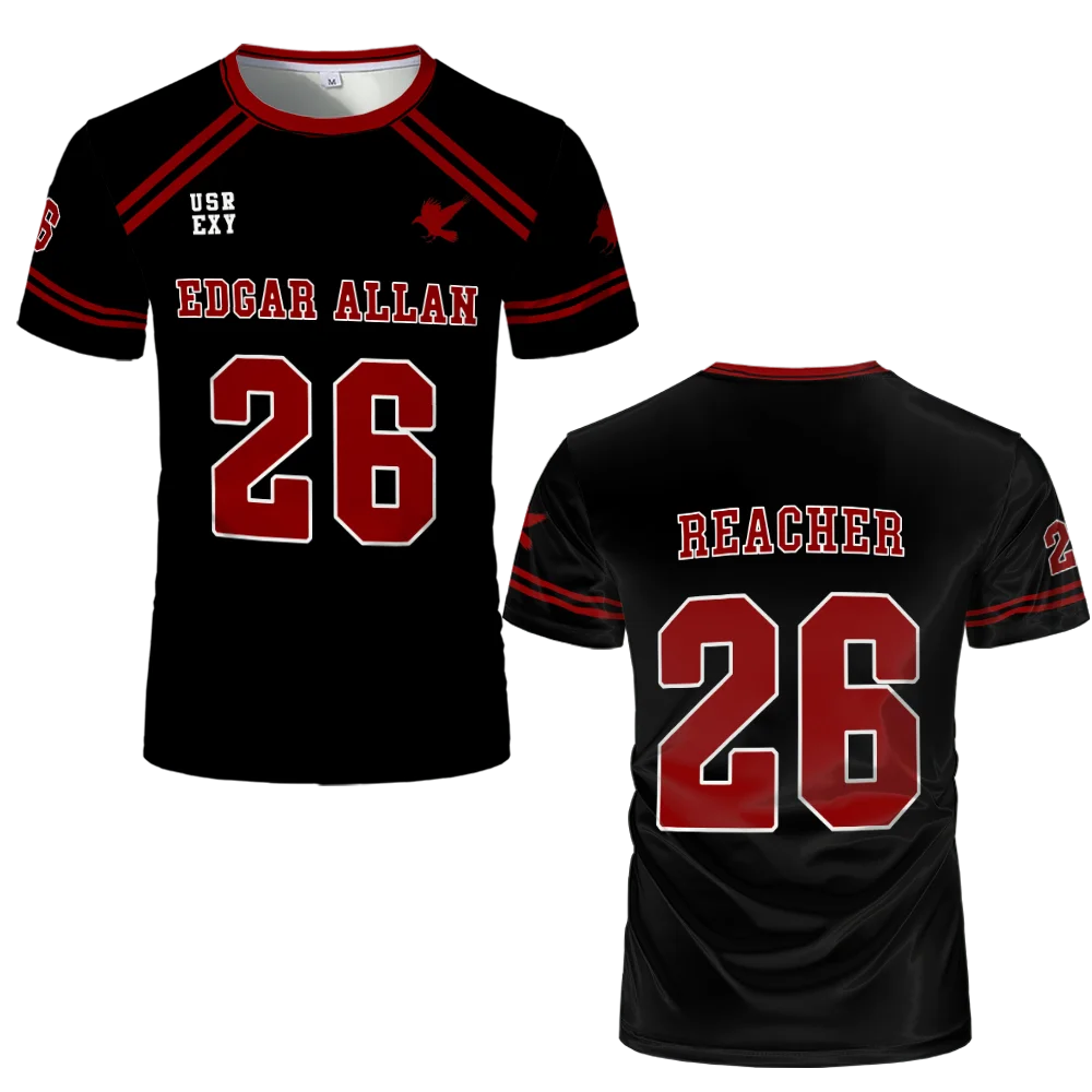 Foxhole Court Lacrosse Jersey - 3D Edgar Allan Ravens Cosplay T-Shirt for Kids and Fans