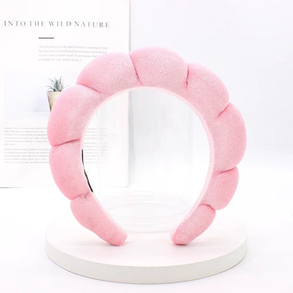 Velvet Sponge Spa Headband – Wide Padded Makeup & Face Washing Hairband for Skincare, Shower & Beauty Routine for Women & Girls