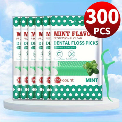 300PCS/150PCS/50PCS Mint Floss Sticks - Interdental Cleaning Tools for Fresh Oral Care