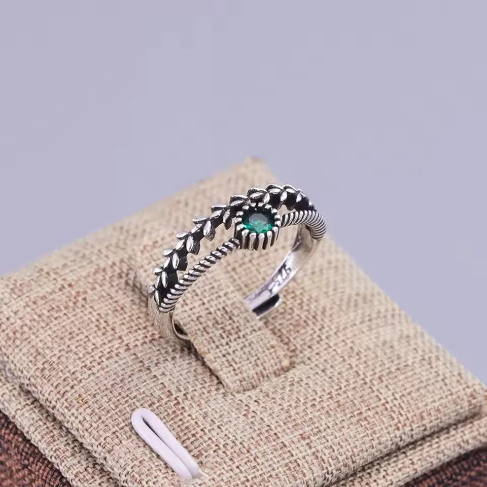 VENTFILLE 925 Sterling Silver Adjustable Ring – Vintage Hollow Line Punk Hip Hop Couple Jewelry