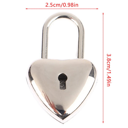 Heart-Shaped Mini Padlock with Key – Luggage, Jewelry Box, Diary, and Suitcase Lock for Travel and Wedding