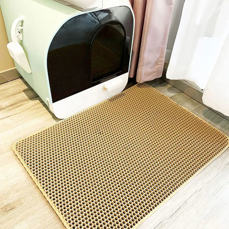 Double Layer Cat Litter Mat - Waterproof Pet Litter Trapping Pad for Clean Floors and Cat Box Accessories