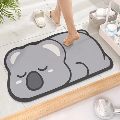Cute Diatom Super Absorbent Bathroom Mat – Cartoon Non-Slip Mud Toilet Pad, Quick-Drying Floor Mat