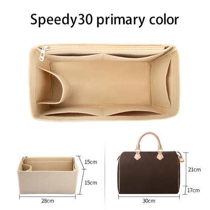 WUTA Felt Insert Bag Organizer — Inner Liner for LV Speedy 20/25/30/35 Handbags, Makeup & Travel Purse Storage