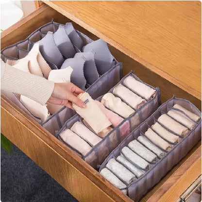 11-Compartment Collapsible Underwear Storage Box – Nylon Bra Organizer with Breathable Mesh for Home & Dormitory