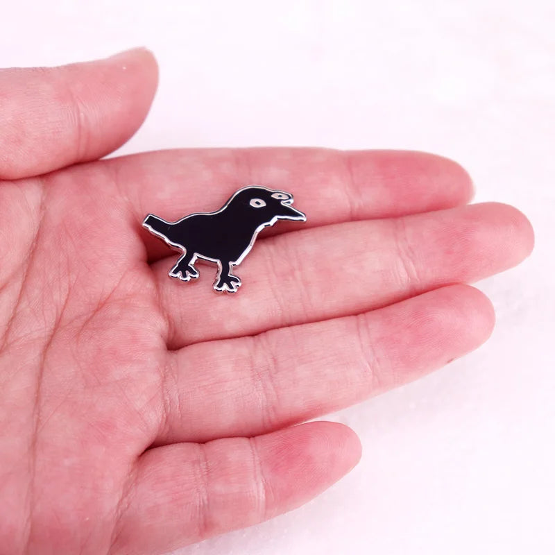 Abstract Crow Enamel Pin – Funny Bird Brooch, Unique Jewelry Gift