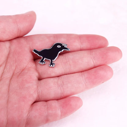 Abstract Crow Enamel Pin – Funny Bird Brooch, Unique Jewelry Gift
