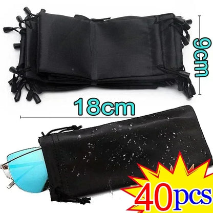 Portable Waterproof Microfiber Sunglasses Storage Bag, Soft Cloth Eyewear Carry Pouch, Dustproof Glasses Case (1-50pcs)