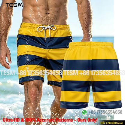 Men’s Lion Print Beach Shorts - Casual Summer Vacation & Sports Running Shorts