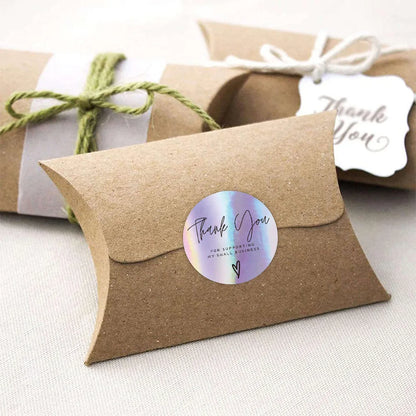 Rainbow Laser Thank You Stickers - 50–500pcs Adhesive Labels for Small Business Packaging, Boutique Wrapping, and Order Supplies