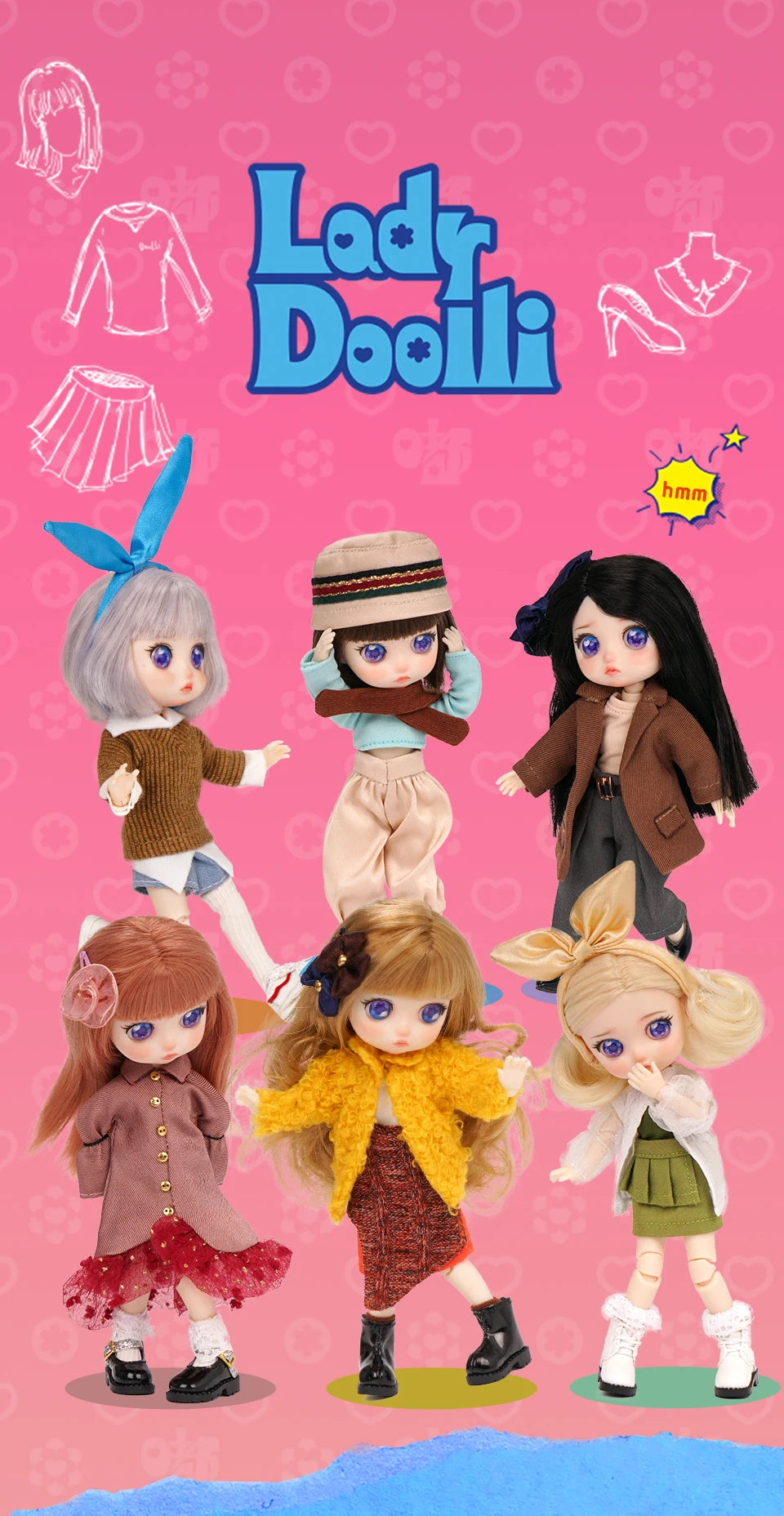 Lady Doolli 1/12 BJD Dolls Blind Box – 15cm Ob11 Mystery Anime Figure Toy, Kawaii Designer Gift