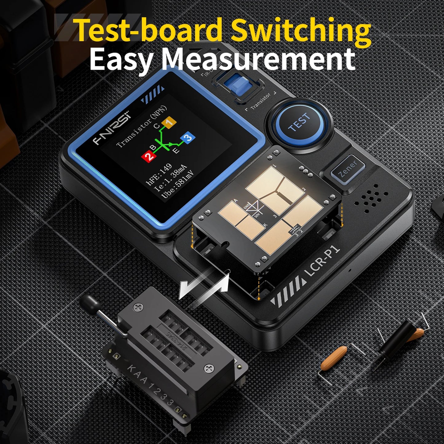FNIRSI LCR-P1 Transistor Tester – Diode, Triode, Capacitance, Resistance, LCR & ESR Meter for NPN, PNP, MOSFET, IR Testing