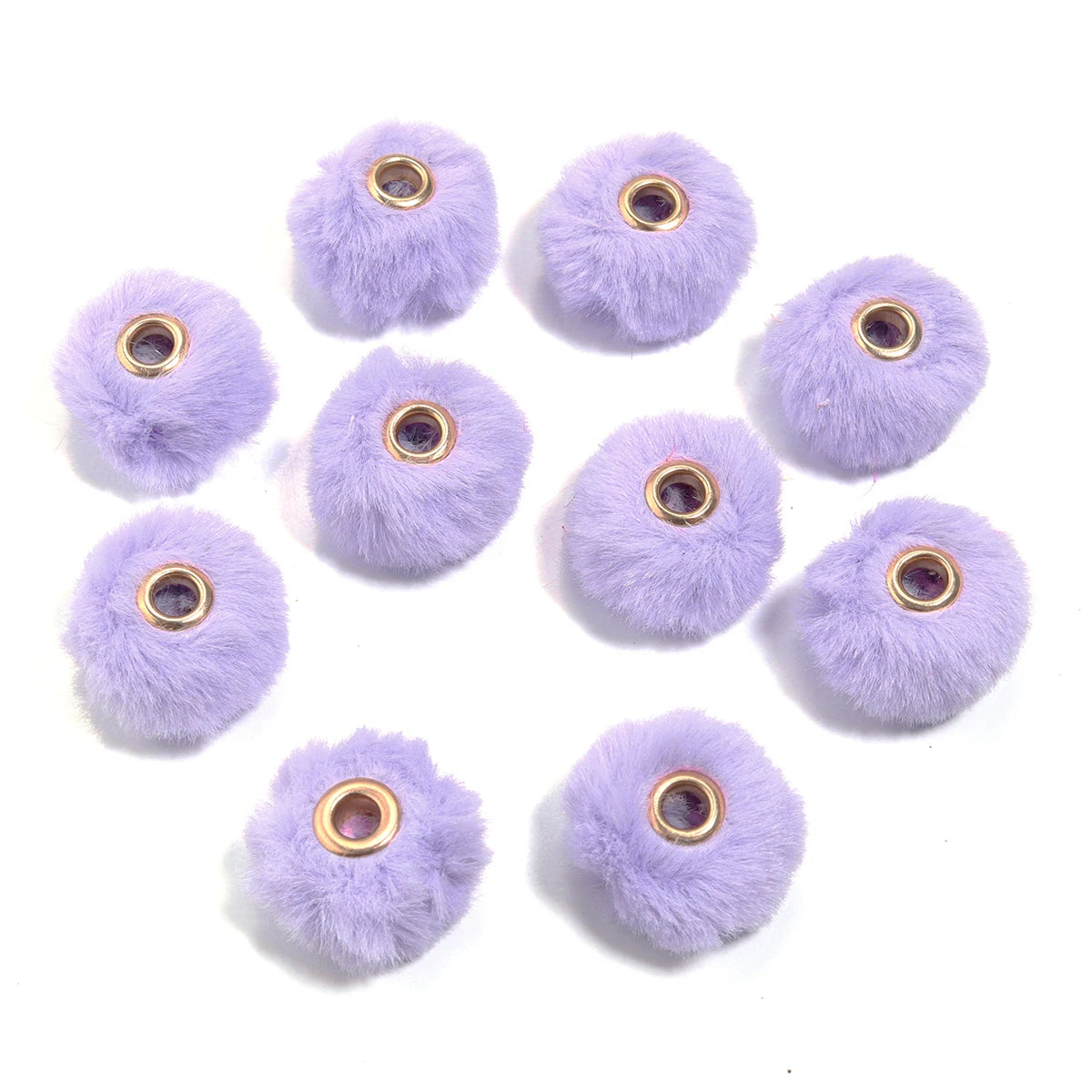 10pcs Plush Fur Ball Beads – Multicolor Pompom Spacer Beads for DIY Jewelry, Earrings & Bracelets