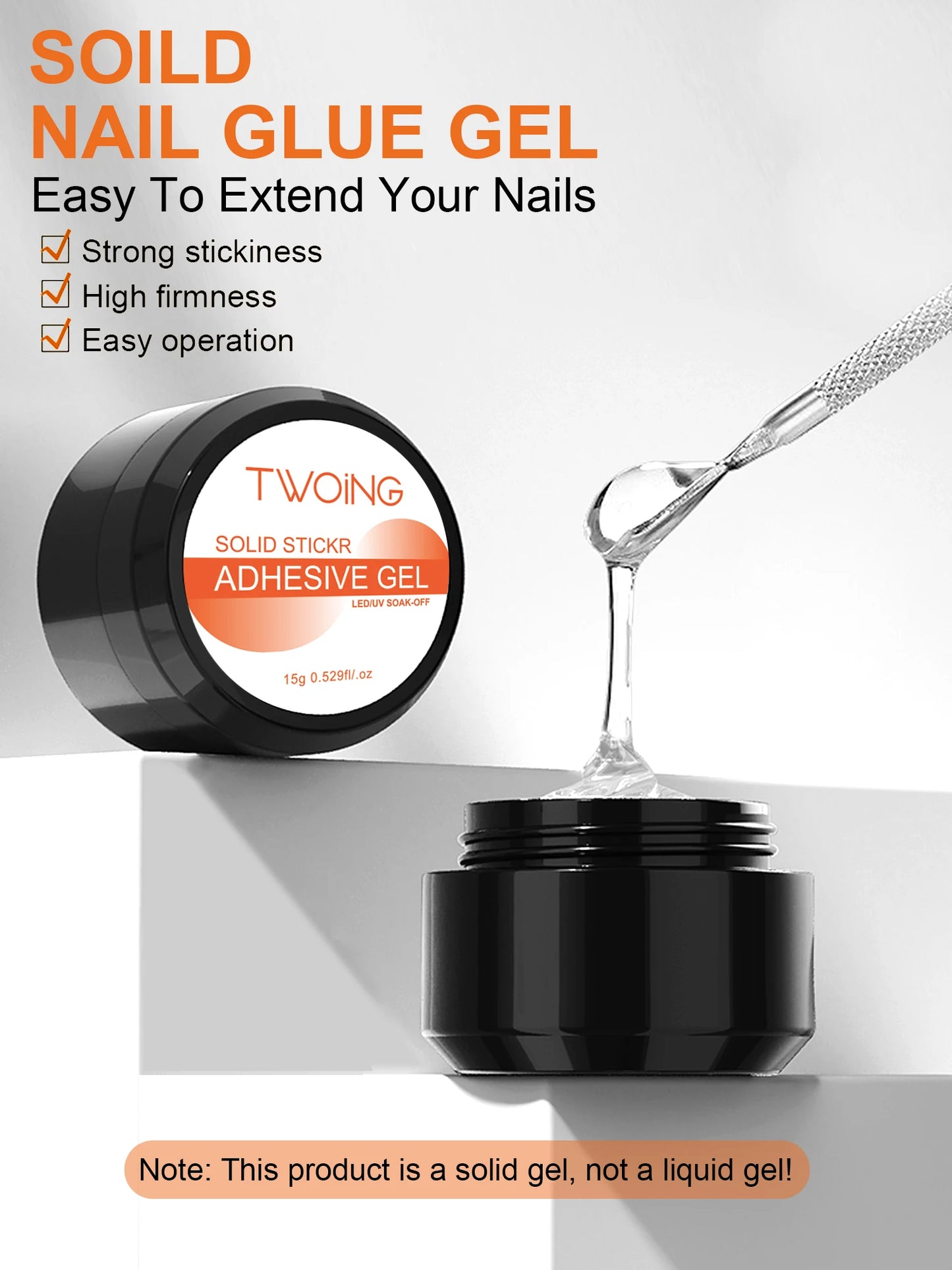 8g Multifunctional Solid Nail Tips Gel – Non-Stick Rhinestone Gel Glue for DIY Home Manicure