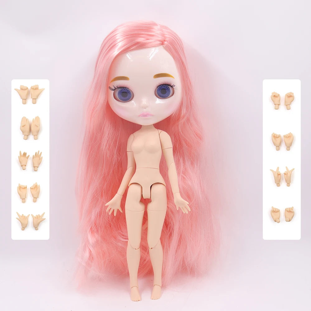 ICY DBS Blythe Doll 1/6 Joint Body 30cm BJD – Shiny Face with Extra Hands, DIY Fashion Doll Gift
