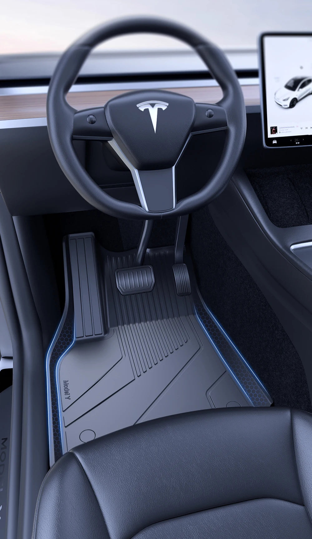 YZ Floor Mats for Tesla Model 3/Y 2021-2023 — Waterproof, Non-Slip TPE Car Accessories