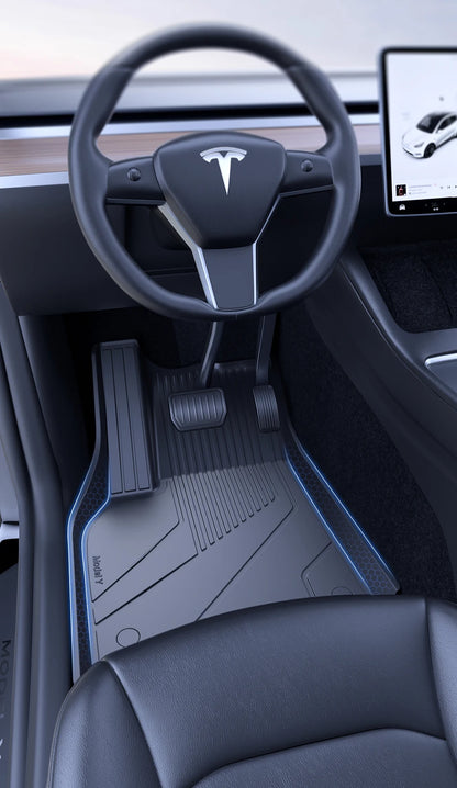 YZ Floor Mats for Tesla Model 3/Y 2021-2023 — Waterproof, Non-Slip TPE Car Accessories