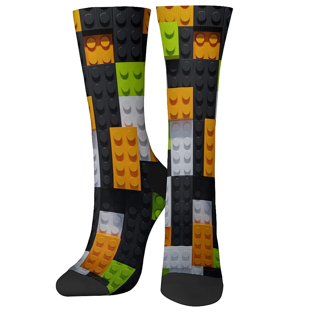 Building Block Novelty Socks - Fun Harajuku Hip-Hop Crew Compression Socks for Party Gifts
