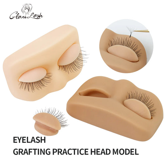 GLAMLASH Mini Lash Practice Training Head – Eyelash Extension Model with Removable Eyelids for Lash Extension Training Tool