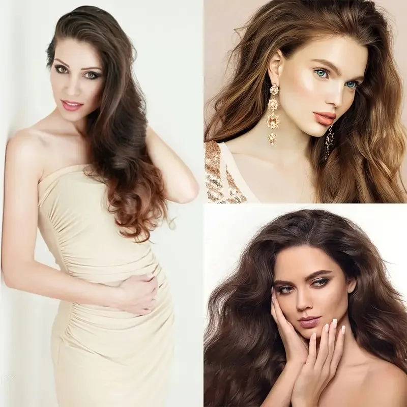 Clip-In Hair Extensions, 7-Piece Full Head 22-Inch Long Curly Wavy Synthetic Hair Extensions for Women and Girls