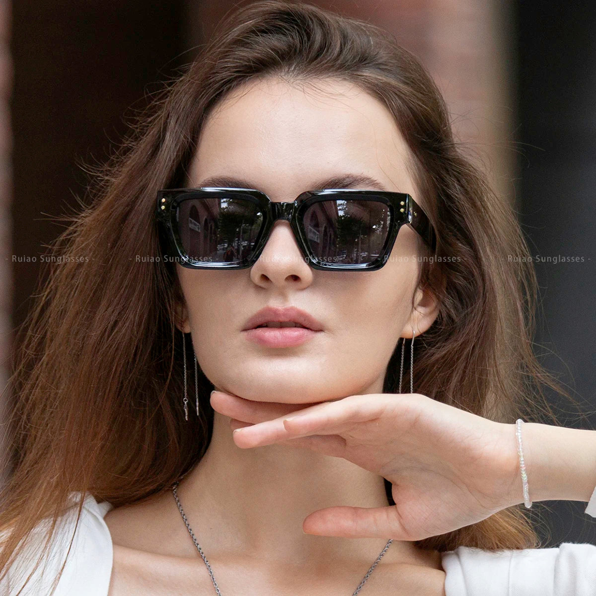 Ruiao 2024 Luxury Premium Designer Sunglasses – Black Square Shades for Men & Women