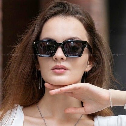 Ruiao 2024 Luxury Premium Designer Sunglasses – Black Square Shades for Men & Women