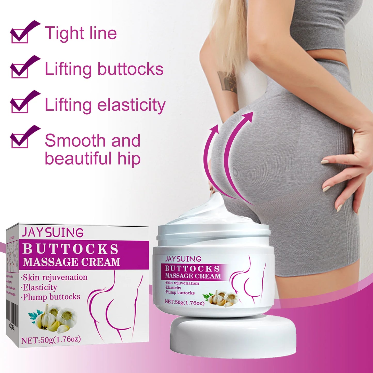 Hip Buttock Care Cream – Firming & Lifting Body Lotion, Moisturizing Shaping Massage Cream for Smooth, Plump & Toned Skin Care