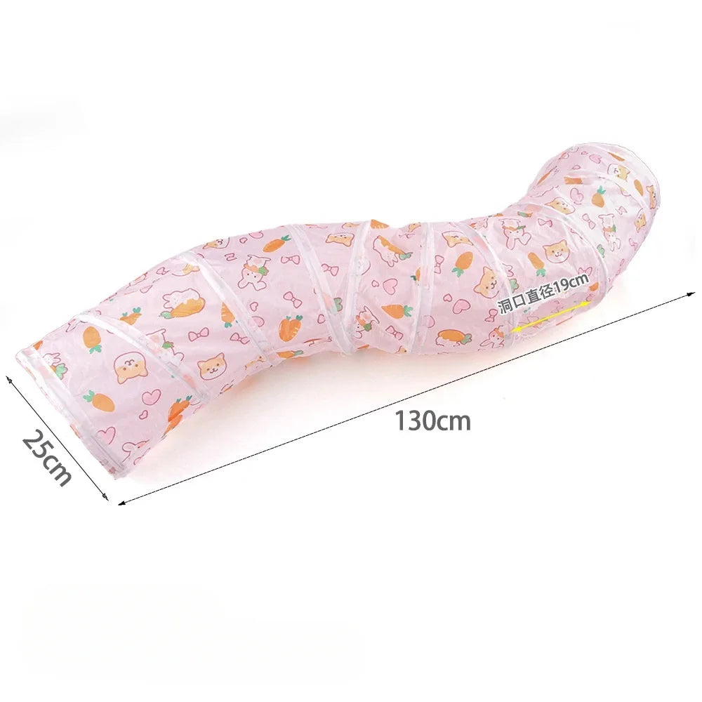 Foldable Pet Tunnel Play Tent - Carrot Design Interactive Cat & Dog Toy for Indoor Outdoor Fun
