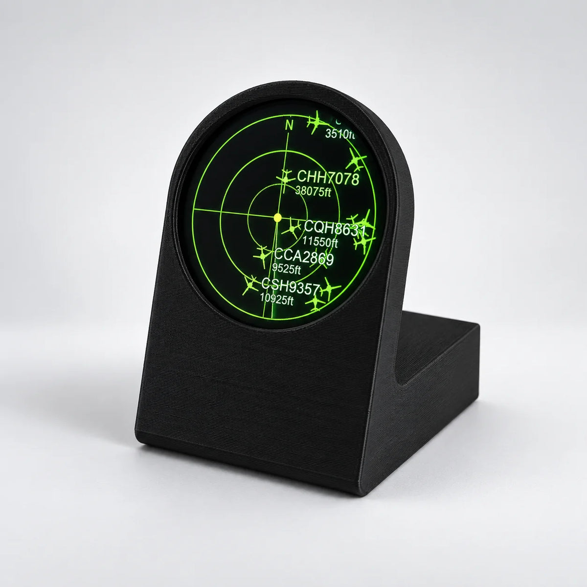 Live ADS-B Flight Tracker Gadget - 3D Printed Sonar Grid Display Desk Decor