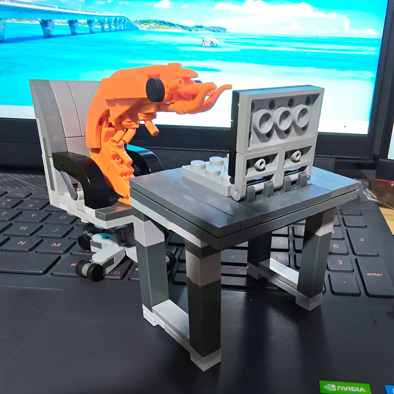 MOC Building Block Shrimp Model – Puzzle Assembly Figurine for Boys and Girls, Creative Internet Celebrity Parody Toy