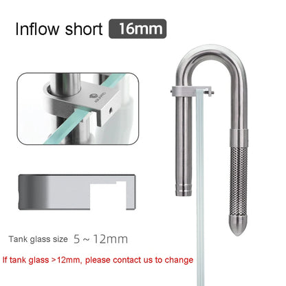 AQUAPRO Mini Stainless Steel Skimmer – Inlet & Outlet Pipes for Aquarium Fish Tanks, Filtro Accessories