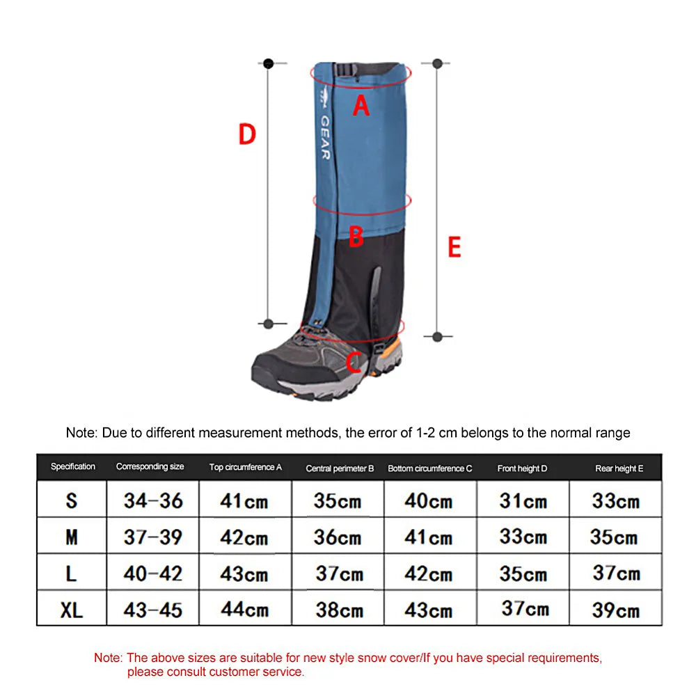 Waterproof Outdoor Travel Leg Warmers: Hiking Leg Gaiters for Climbing, Camping, and Winter Tours - Snow Foot Covers for Protection