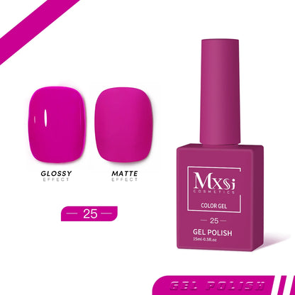 Mxsi 15ml Gel Nail Polish - Neon Brown, Royal Blue, Red, Green & Nude UV Gel Lacquer Colors for Nail Art