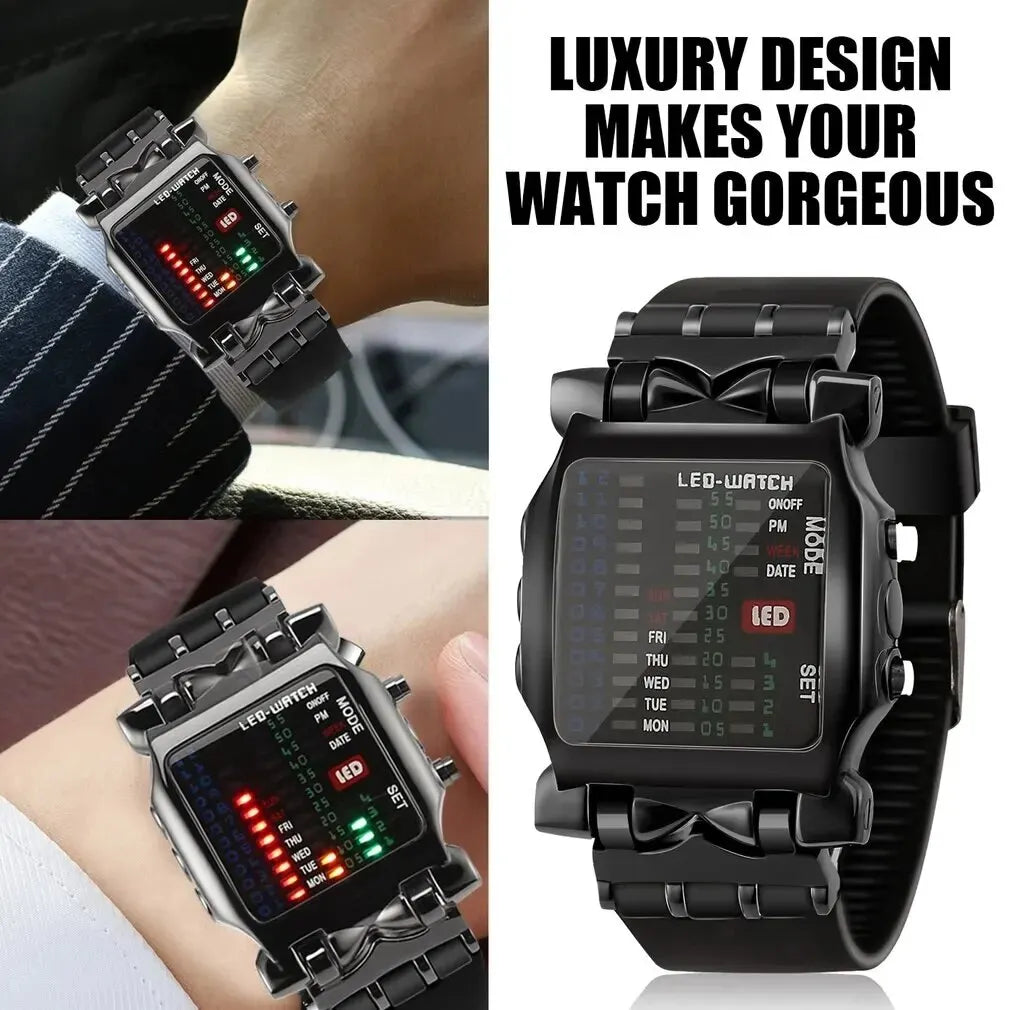 Men’s Binary LED Digital Watch - Waterproof Luminous Electronic Sports & Business Wristwatch