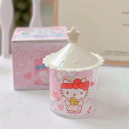 Sanrio Kuromi & Hello Kitty Cotton Swab Storage Box – Cartoon Desktop Organizer with Lid, Jewelry & Accessory Storage Tube Container