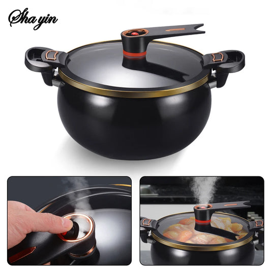 Chubby Micro Pressure Pot - 7L Large Capacity 26cm Non-Stick Multi-Function Stew Pot for Gas & Induction Cookers