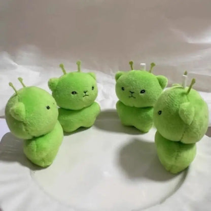 Peace Alien Cat Plush Keychain - Cute Cartoon Stuffed Animal Backpack Pendant & Party Gift