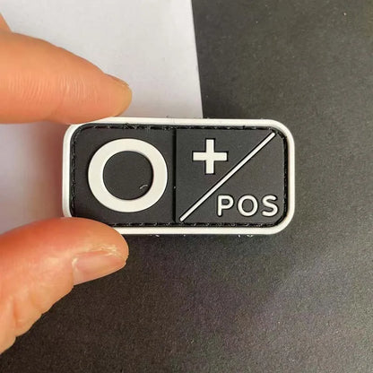 PVC Blood Type Hook Patch - A B AB O Positive Negative Military Tactical Badge for Backpack & Outdoor Gear