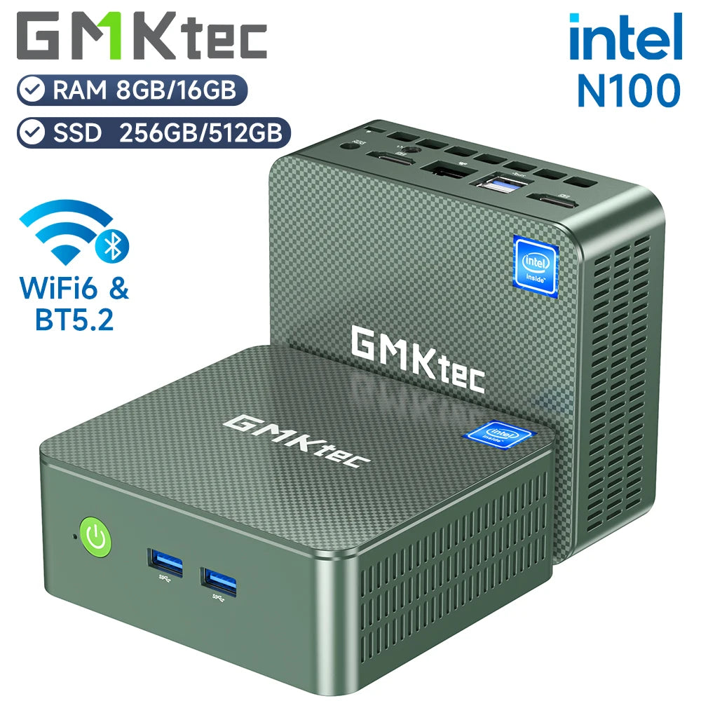 GMKtec G3 Mini PC – Intel Alder Lake N100, Windows 11 Pro, 8/16GB DDR4, 256/512GB PCIe SSD, WiFi 6, BT5.2 Desktop Computer