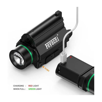 Feyachi Green/Red Laser Light Combo — 1000 Lumen LED Weapon Flashlight with Picatinny Rail Mount for Pistol & Rifle, Rechargeable
