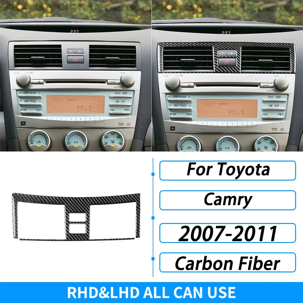 Toyota Camry 2007–2011 Carbon Fiber Interior Trim Set - Center Console, Gear Shift & Air Vent Decorative Covers