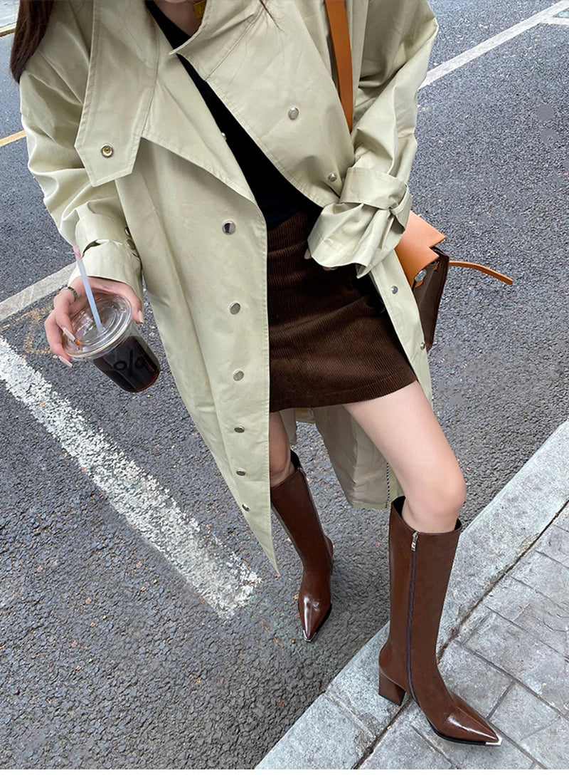 Pointed Toe Women's High Boots – Fashionable Side Zipper Long Booties, Elegant Party High Heel Shoes for Winter