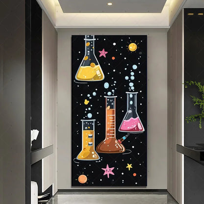 Chemistry Lab Door Cover Backdrop – Science Experiment Party Decoration & Photography Props with Laboratory Equipment Theme