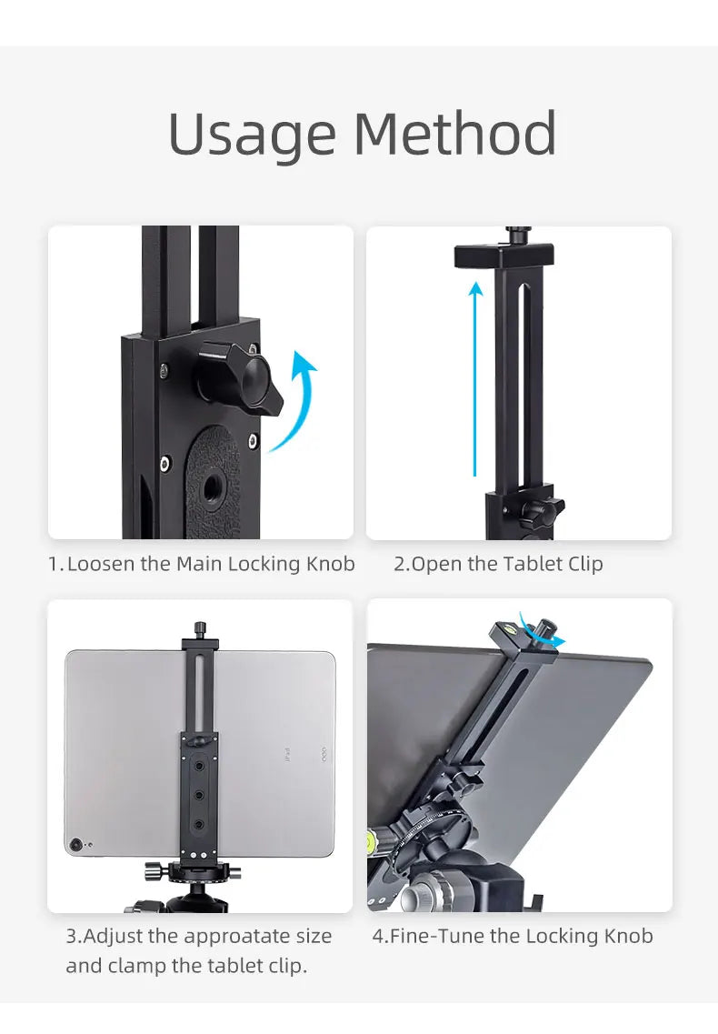 Universal Aluminum Alloy Tablet & Phone Stand – Adjustable Tripod Holder Clip for Mobile Devices