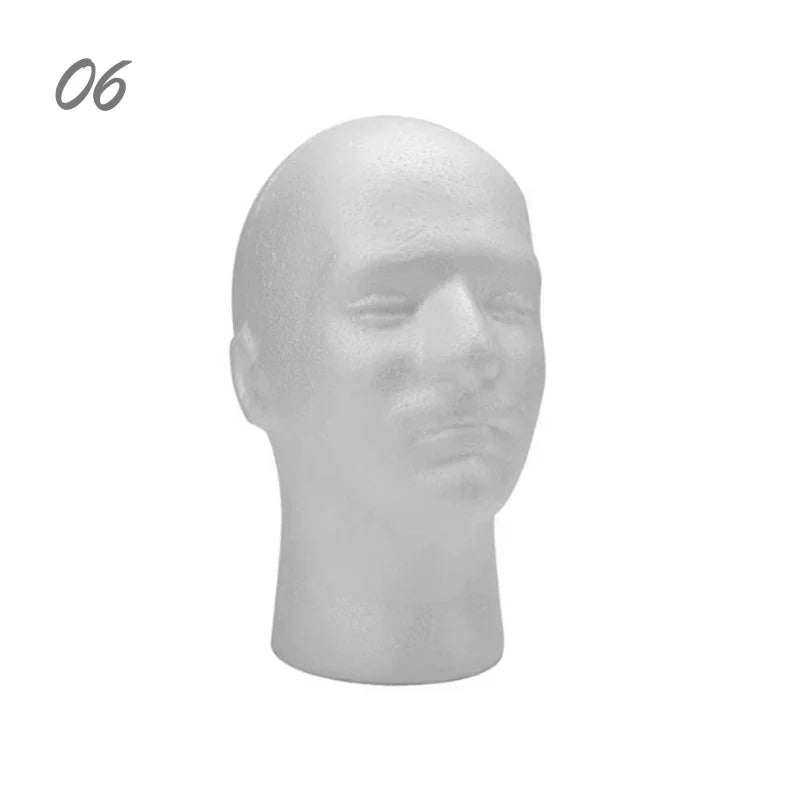 Female & Male Foam Mannequin Head — White Styrofoam Display Stand for Hats, Wigs, Glasses & Accessories